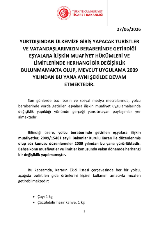 Sırakaya, Gurbetçilerin Eşya Muafiyeti Aynı Kaldı-2