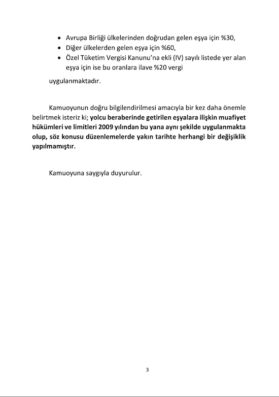 Sırakaya, Gurbetçilerin Eşya Muafiyeti Aynı Kaldı...